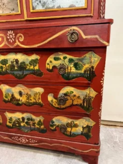 Cabinet bibliothéque Venitien style Louis XV en bois laqué