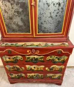 Cabinet bibliothéque Venitien style Louis XV en bois laqué