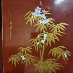 Cabinet chinois vintage (rouge/or) scène traditionnelle bohémienne