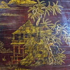 Cabinet chinois vintage (rouge/or) scène traditionnelle bohémienne
