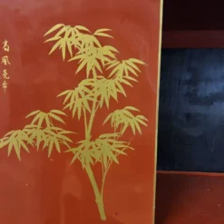Cabinet chinois vintage (rouge/or) scène traditionnelle bohémienne