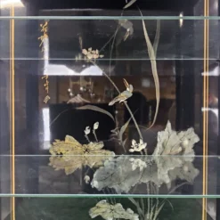 Cabinet d'affichage chinois vintage avec fleurs et oiseaux / Bohémien