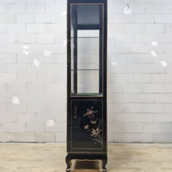 Cabinet d'affichage chinois vintage avec fleurs et oiseaux / Bohémien