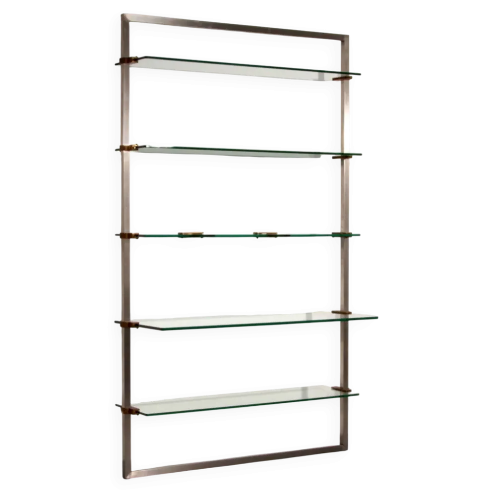 Cabinet d'angle Peter Ghyczy 1970 – modèle R16 emblématique en acier inoxydable et laiton
