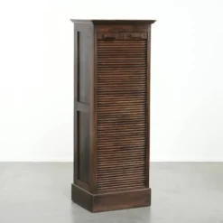 Cabinet d'archive antique anglais avec porte à enroulement en chêne du 20ème siècle