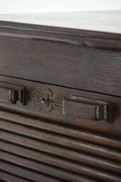 Cabinet d'archive antique anglais avec porte à enroulement en chêne du 20ème siècle
