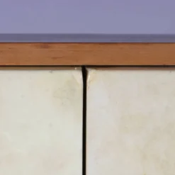 Cabinet de bar Aldo Tura en peau de chèvre sur piédestal, années 1960