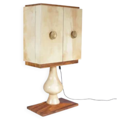 Cabinet de bar Aldo Tura en peau de chèvre sur piédestal, années 1960