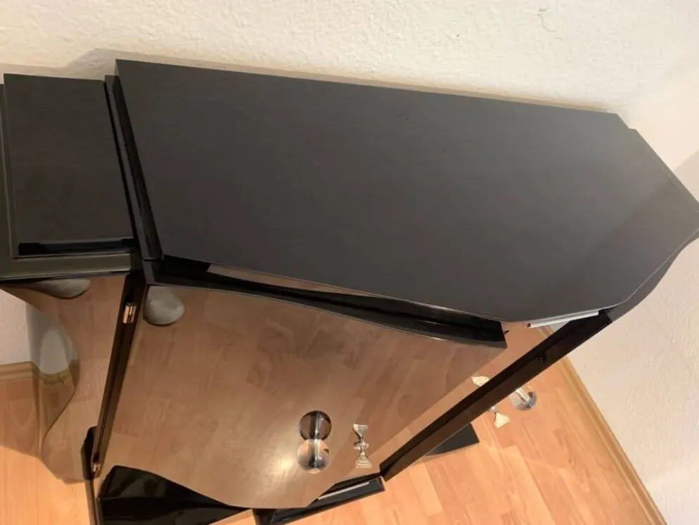 Cabinet de bar Art Déco français - Laque noire piano - 140 cm - Vers 1930 -