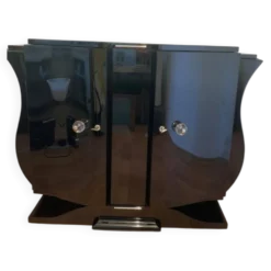 Cabinet de bar Art Déco français - Laque noire piano - 140 cm - Vers 1930 -