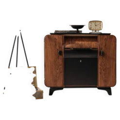 Cabinet de bar Art Déco par Jindrich Halabala pour Up Závody, années 1940.