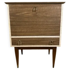 Cabinet de bar cocktail en teck et stratifié rétro des années 50-60