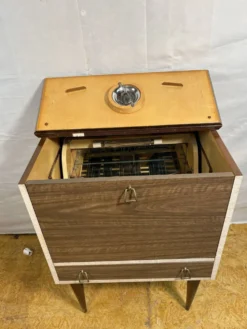 Cabinet de bar cocktail en teck et stratifié rétro des années 50-60