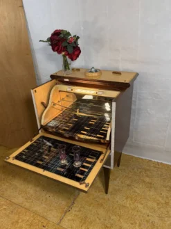 Cabinet de bar cocktail en teck et stratifié rétro des années 50-60