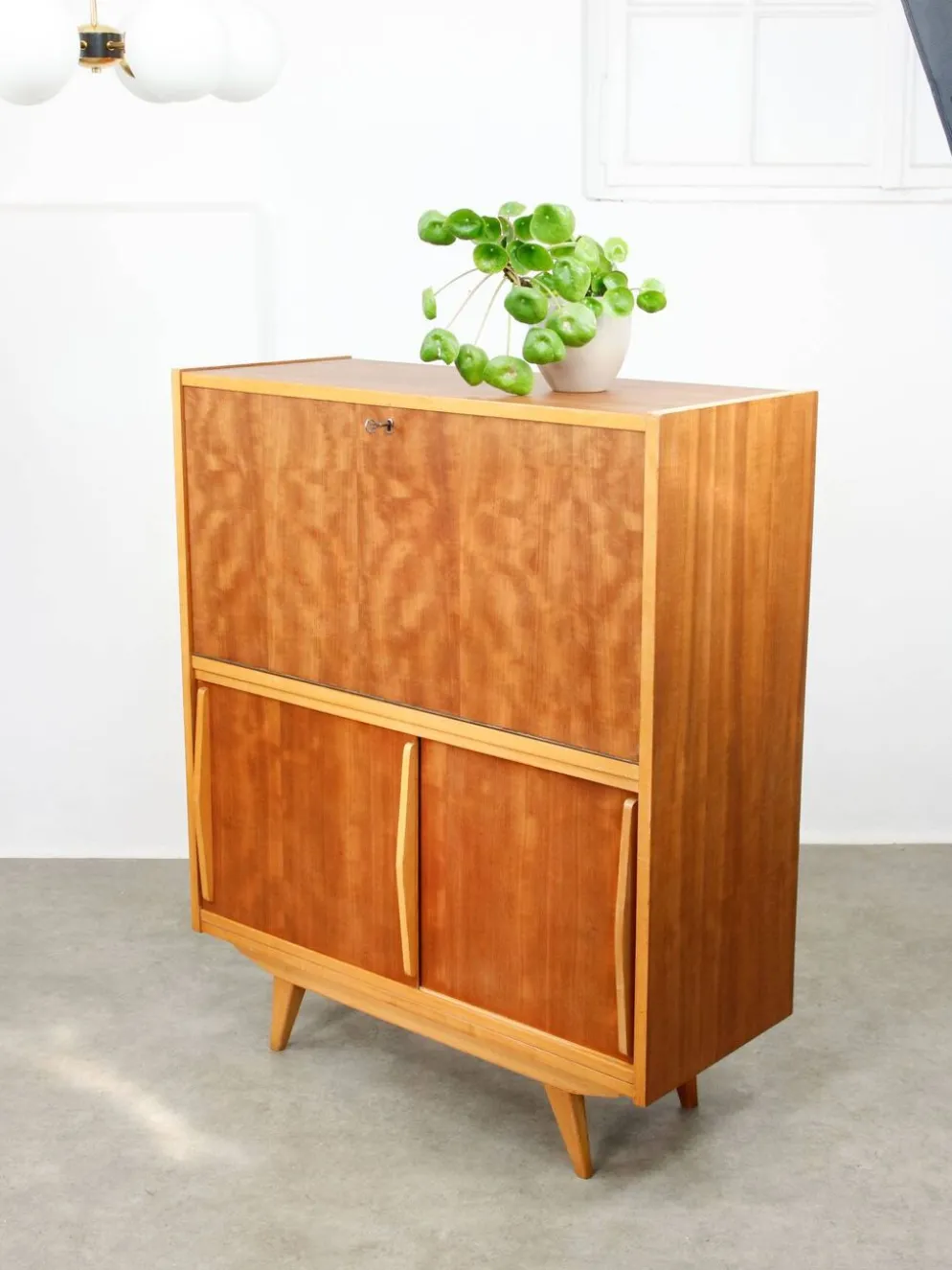 Cabinet de bar en bois scandinave moderne du milieu du siècle, années 1950