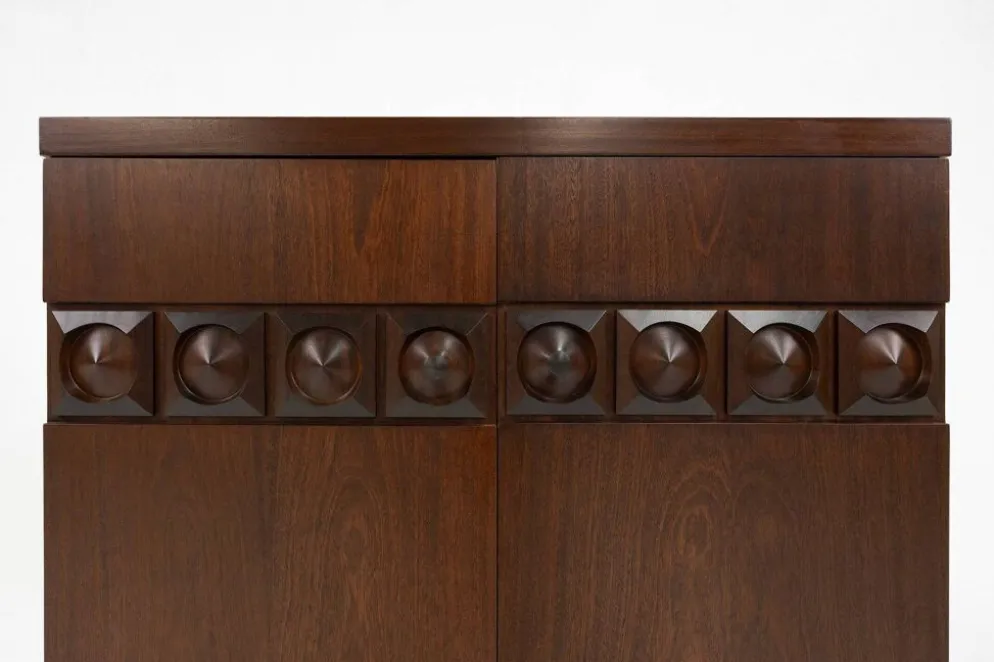 Cabinet de bar géométrique brutaliste, Belgique années 1970