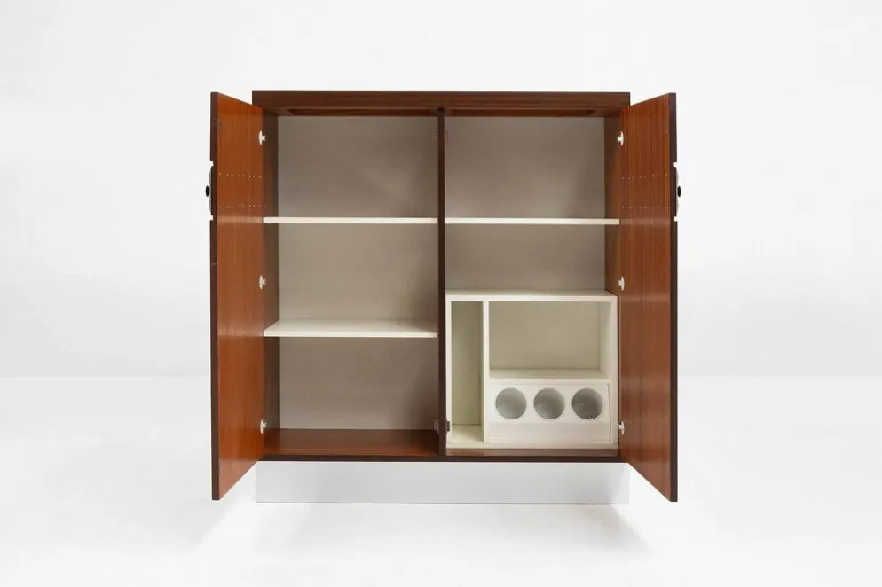 Cabinet de bar géométrique brutaliste, Belgique années 1970
