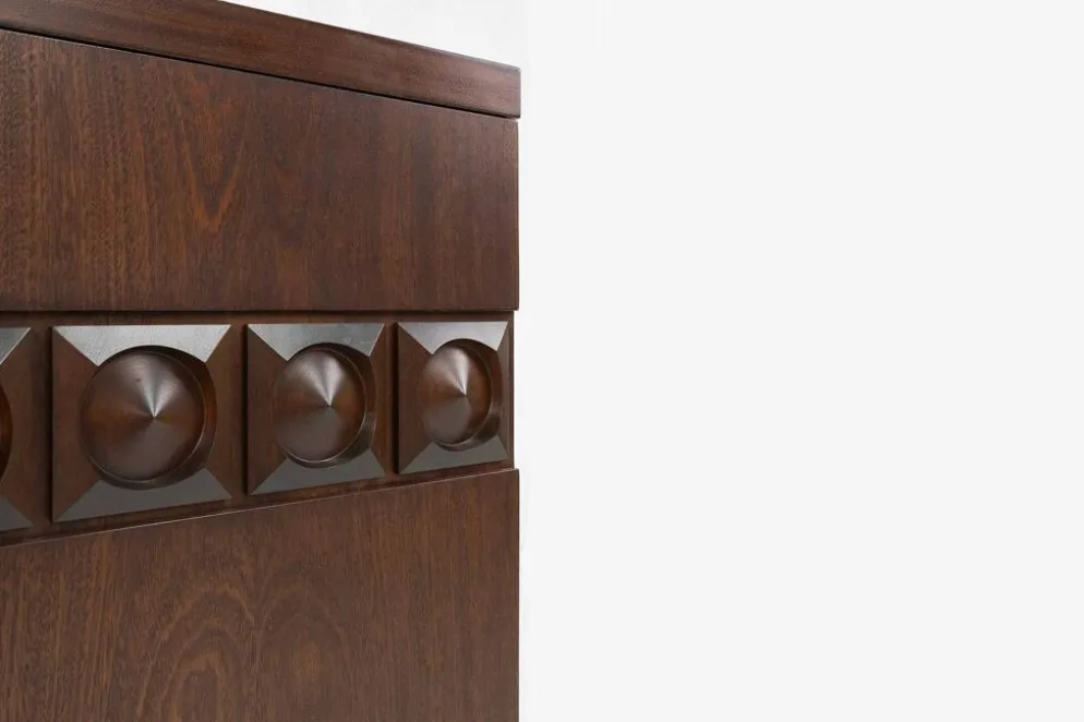 Cabinet de bar géométrique brutaliste, Belgique années 1970