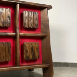 Cabinet de bar rétroéclairé brutaliste des années 60, en bois massif, années 1970, style scandinave