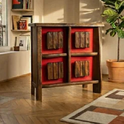 Cabinet de bar rétroéclairé brutaliste des années 60, en bois massif, années 1970, style scandinave