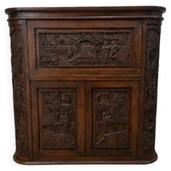 Cabinet de bar vintage en teck thaïlandais / asiatique / meuble à boissons