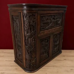 Cabinet de bar vintage en teck thaïlandais / asiatique / meuble à boissons