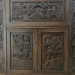 Cabinet de bar vintage en teck thaïlandais / asiatique / meuble à boissons
