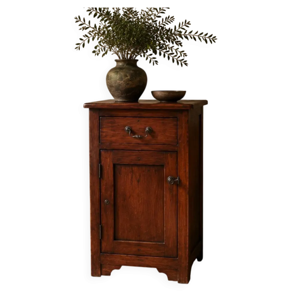 Cabinet de chevet en noyer rustique, années 1980