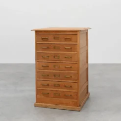 Cabinet de classement en chêne industriel avec poignées en laiton, Royaume-Uni, années 1920