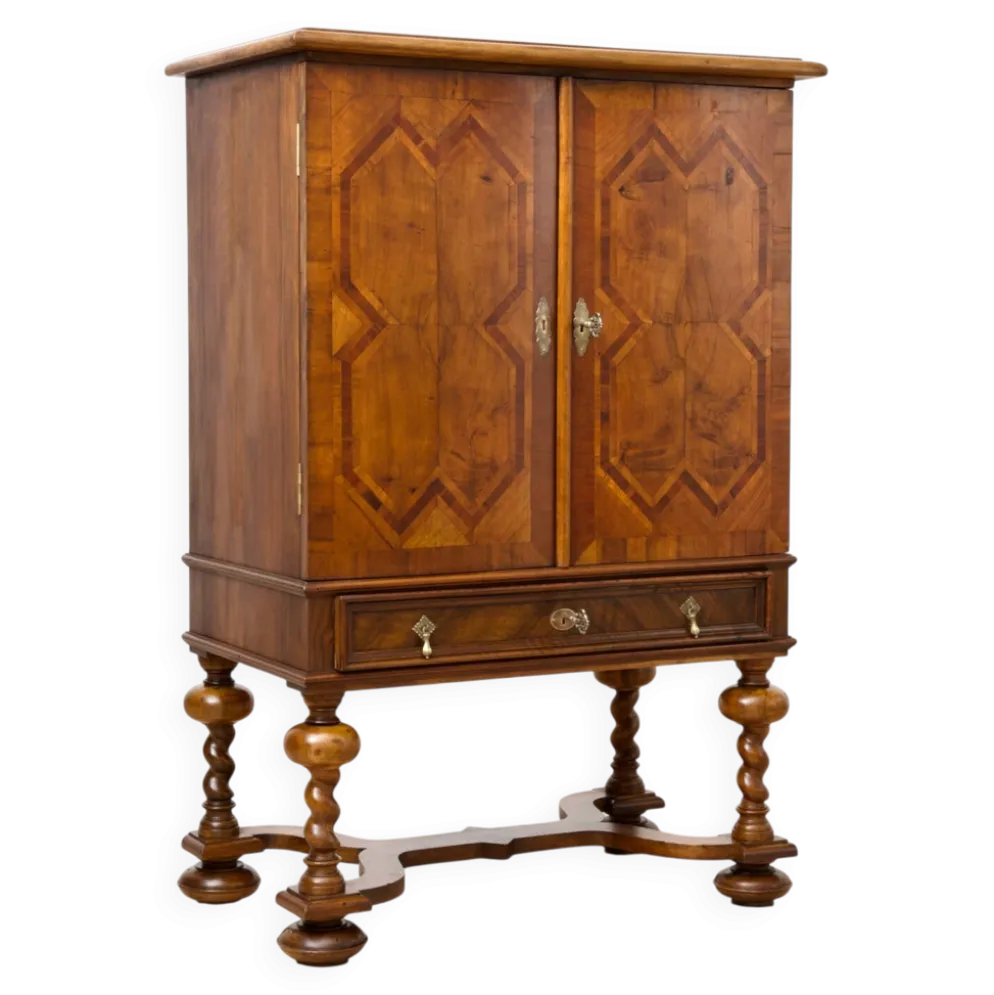 Cabinet de cocktail néo-baroque en noyer allemand, années 1900