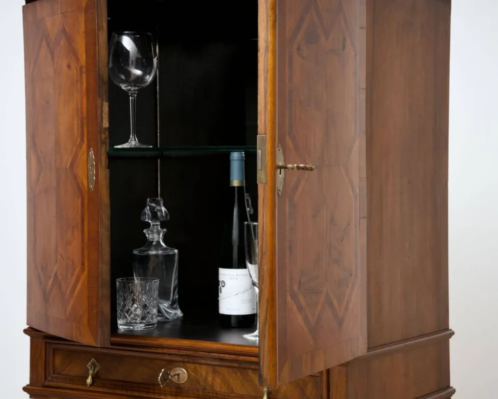 Cabinet de cocktail néo-baroque en noyer allemand, années 1900