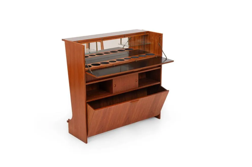 Cabinet de cocktail SK661 et tabourets de bar par Johannes Andersen pour Skaaning & Son années 1960
