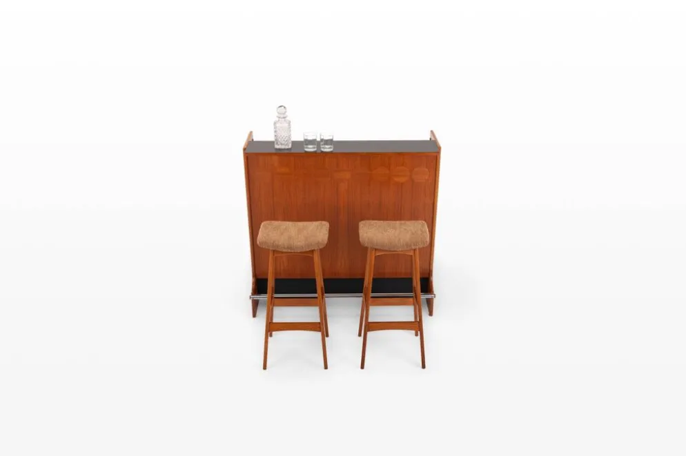Cabinet de cocktail SK661 et tabourets de bar par Johannes Andersen pour Skaaning & Son années 1960