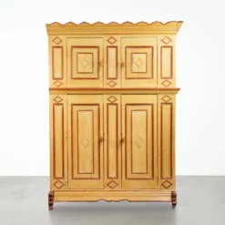 Cabinet de ferme néerlandais antique peint à la main unique du XVIIIe siècle