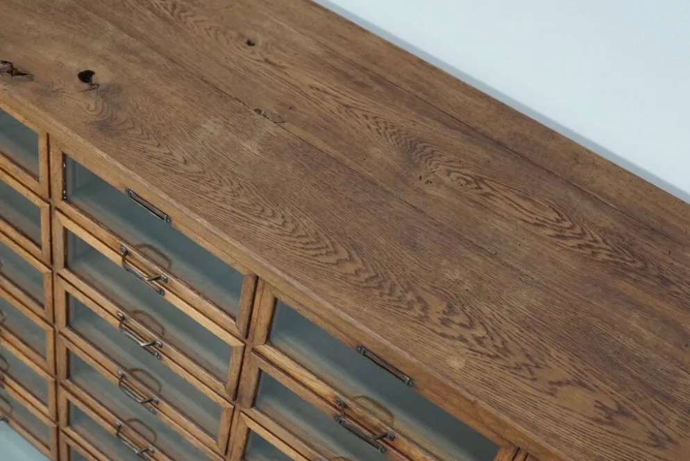 Cabinet de mercerie en chêne néerlandais vintage, années 1930