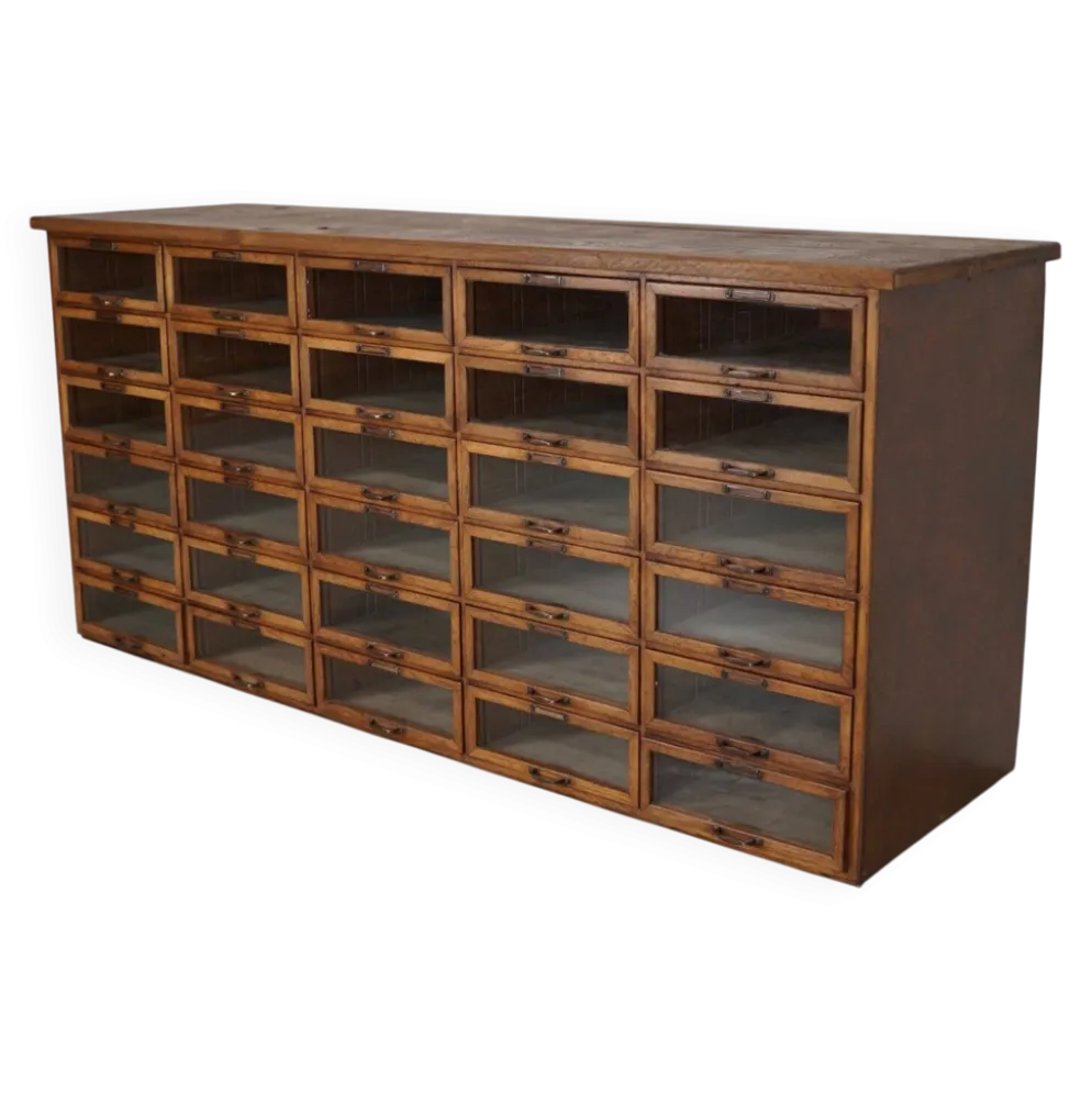Cabinet de mercerie en chêne néerlandais vintage, années 1930