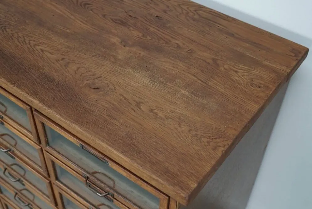 Cabinet de mercerie en chêne néerlandais vintage, années 1930