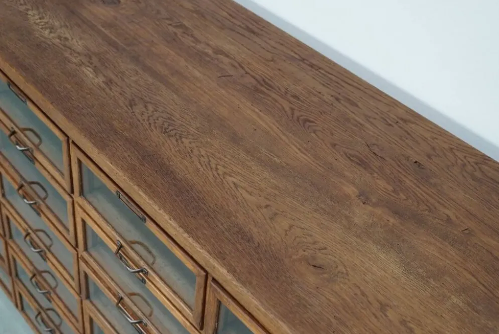 Cabinet de mercerie en chêne néerlandais vintage, années 1930