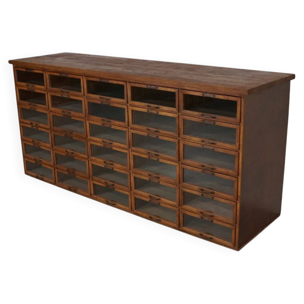 Cabinet de mercerie en chêne néerlandais vintage, années 1930