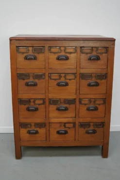 Cabinet de pharmacie / de classement en teck néerlandais vintage, années 1930
