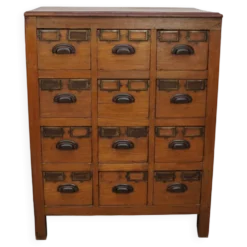 Cabinet de pharmacie / de classement en teck néerlandais vintage, années 1930