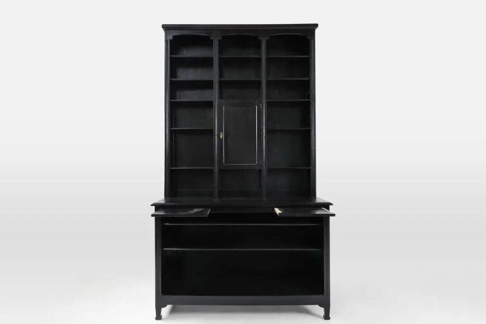 Cabinet de pharmacien Art Nouveau en chêne, France, 1910