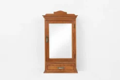 Cabinet de rasage Art Déco en chêne avec miroir, France, années 1930
