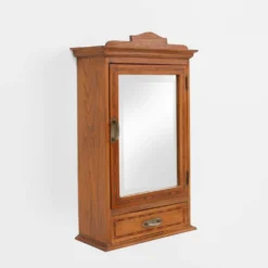 Cabinet de rasage Art Déco en chêne avec miroir, France, années 1930