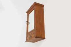 Cabinet de rasage Art Déco en chêne avec miroir, France, années 1930