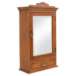 Cabinet de rasage Art Déco en chêne avec miroir, France, années 1930