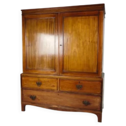 Cabinet en acajou anglais de presse à linge du début du 19e siècle, vers 1820-1840