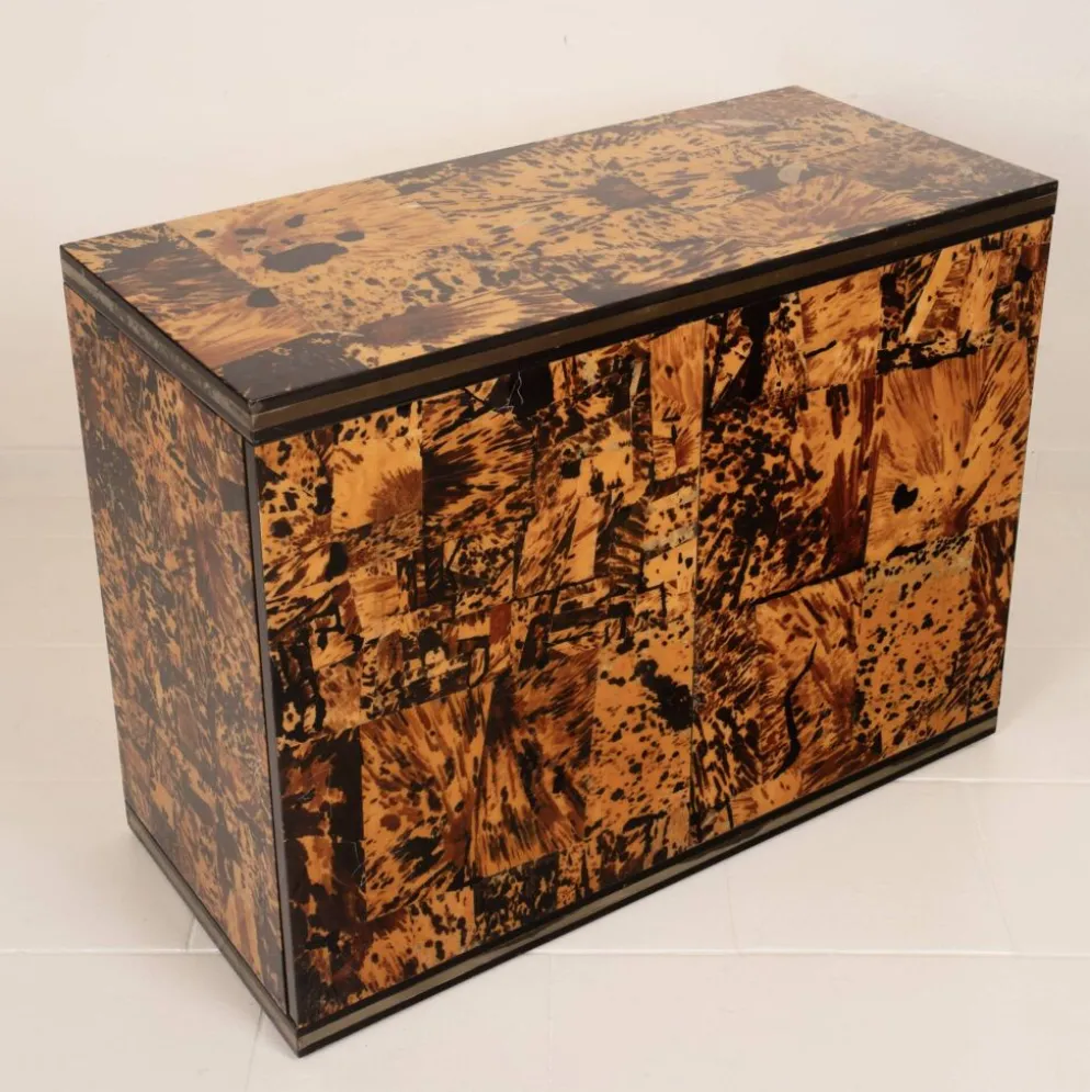 Cabinet en écaille de tortue unique par Roberto Jodice pour Ottini Milano 1974