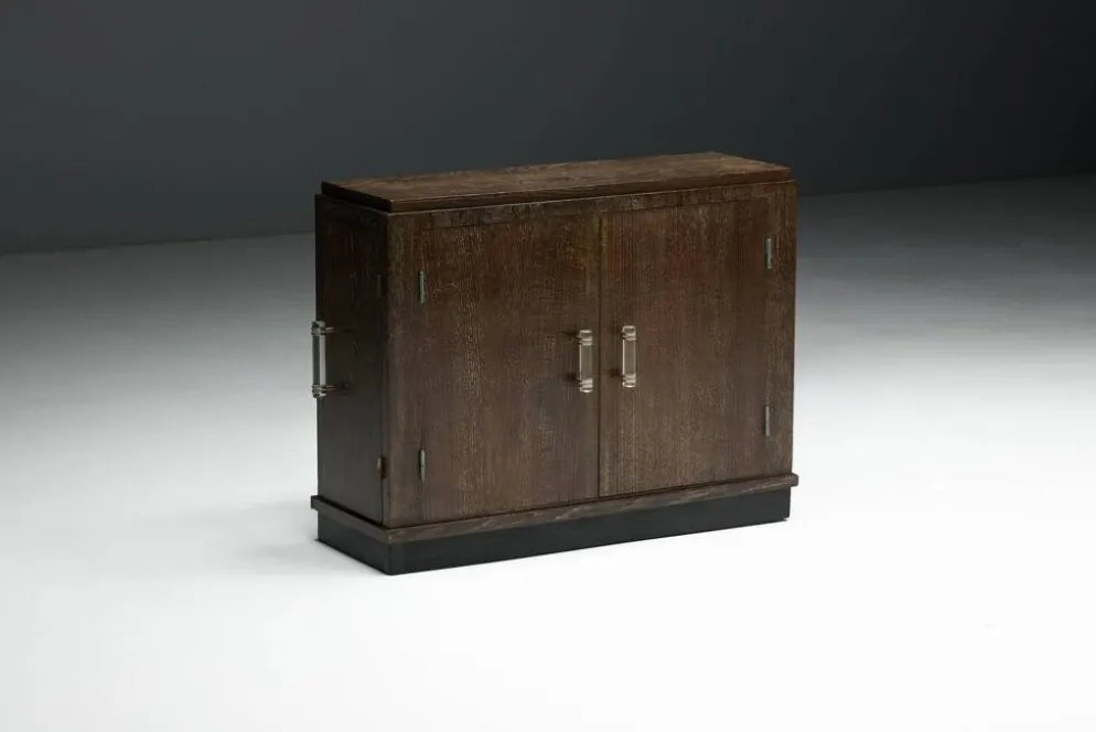 Cabinet en chêne Art Déco moderniste, France, années 1940