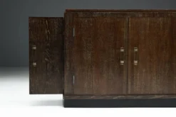 Cabinet en chêne Art Déco moderniste, France, années 1940